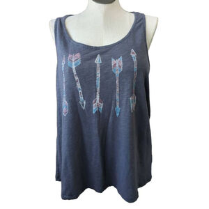 Torrid 1X Arrow Print Racerback Tank Top Heather Gray